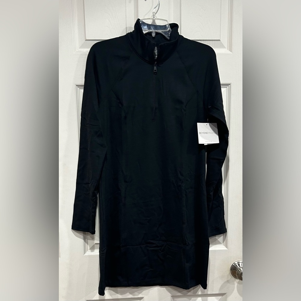 Beyond Yoga Women's Small Heather Rib Westside Dress Black Heather NWT